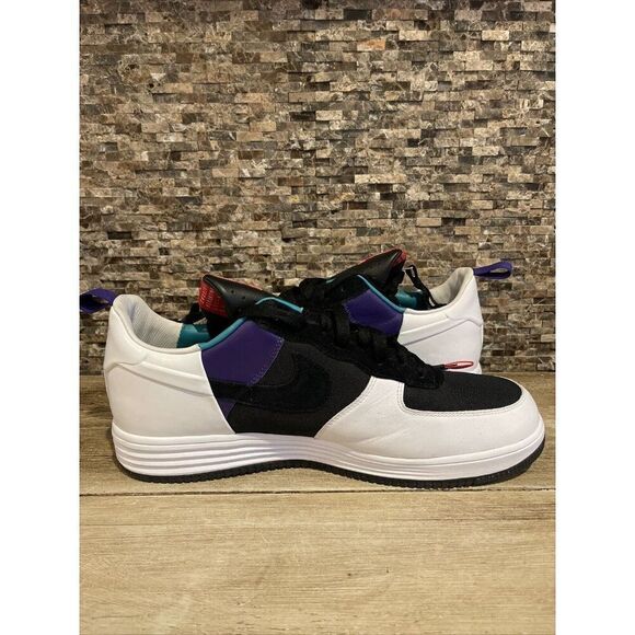 NIKE LUNAR FORCE 1 SP ACRONYM BLCK WHT-GRN-PRPL 698699 002 US MEN SZ 14 - Picture 6 of 10